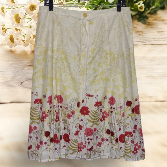 Vintage Vibes: Eddie Bauer 100% Cotton Midi Skirt Size 8 Cottagecore Dainty - Picture 4 of 10